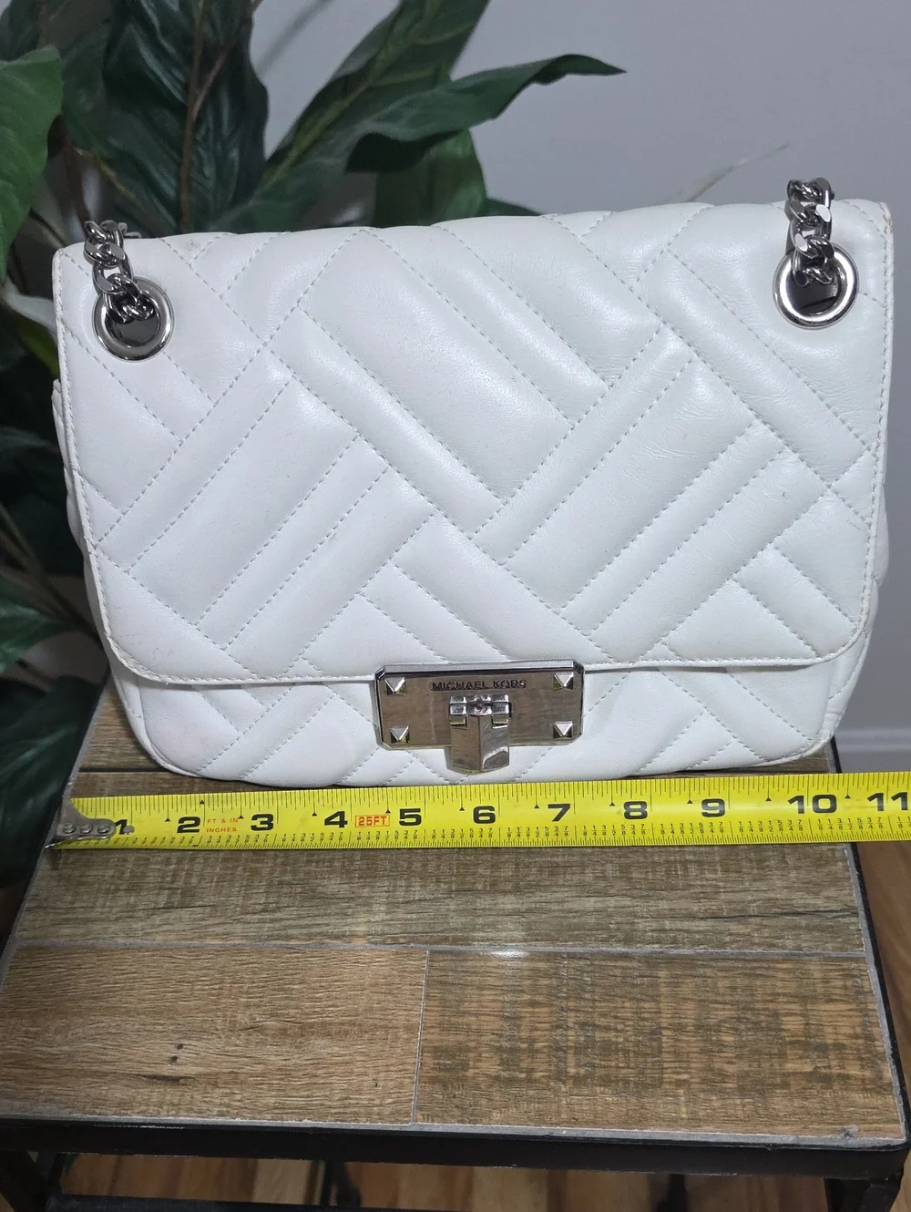 Michael Kors White Quilted Leather Peyton Shoulder Bag